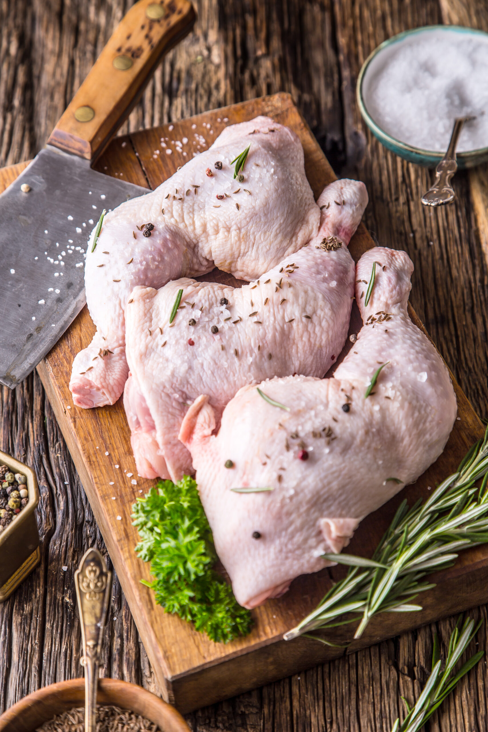 Chicken legs. Raw chicken legs with salt pepper and herbs Image placeholder indicating a need for a photo, often used in design or content creation to signify missing visual content.