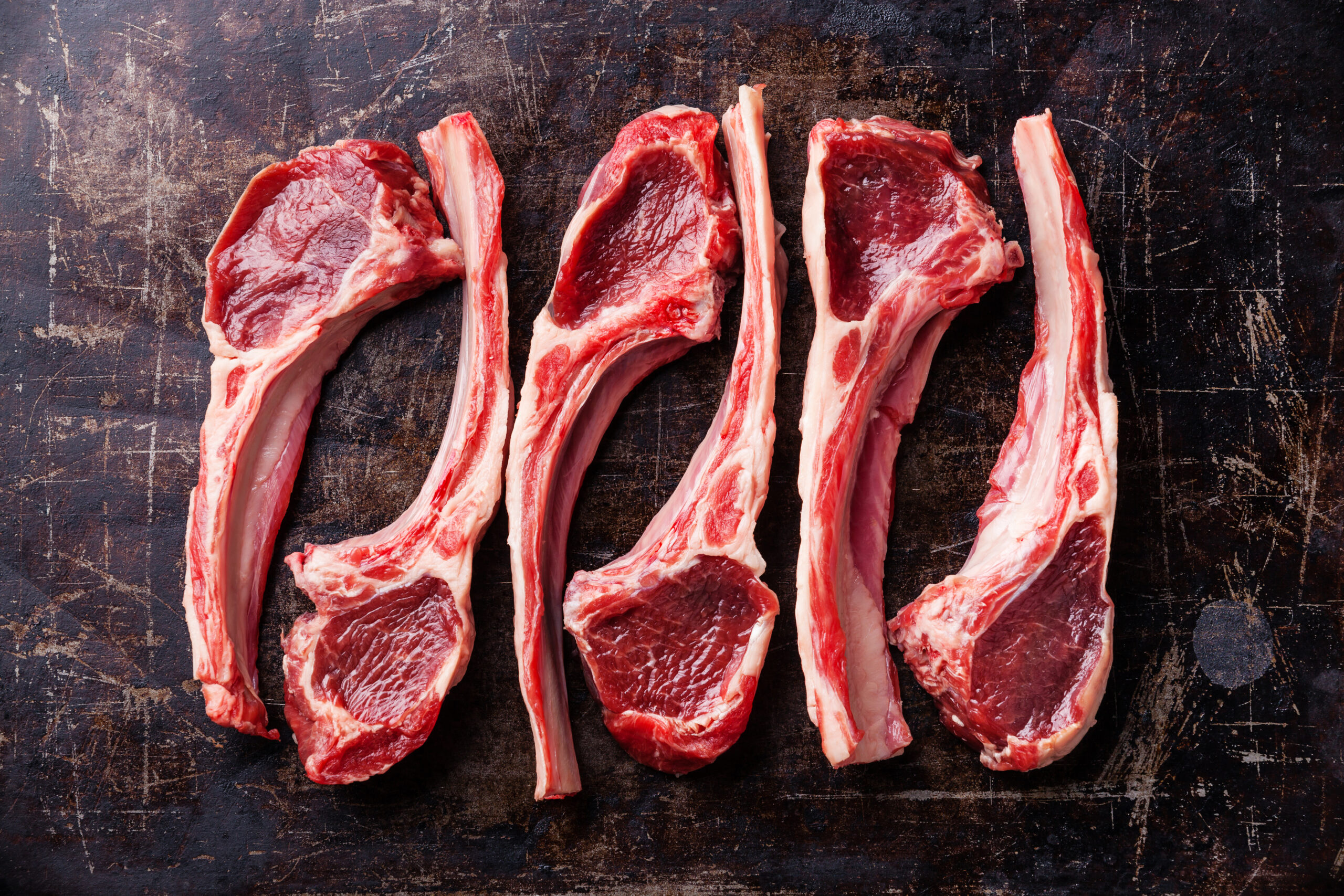 Raw fresh lamb ribs on dark background Image placeholder indicating a need for a photo, often used in design or content creation to signify missing visual content.